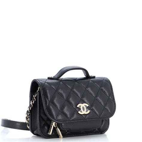 Chanel Business Affinity Flap Clutch with Chain Quilted Caviar Black